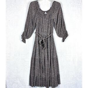 Dress Forum Midi Dress Womens S Floral Prairie Cottage Peasant Puff Sleeves